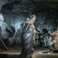 Solne rzeźby w kopalni Wieliczka. Zwiedzanie Wieliczki to podróż w czasie, która trwa ok. 3 godzin.